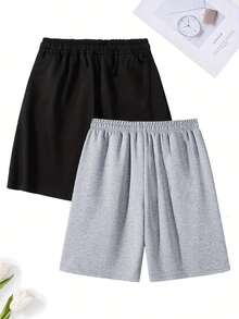 2 Stücke Herren Casual Shorts mit Kordelzug Taille, locker sitzend mit Taschen für praktische Aufbewahrung, aus atmungsaktivem Strickstoff gefertigt, geeignet für Sommer Alltagstragen, Outdoor-Aktivitäten, Fitness und als Valentinstag Geschenk - Verschiedenfarbig - Übersicht 10