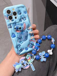 Disney Has Authorized, Phone Case - Chain Set, The Stitch Lilo & Stitch 3D Phone Case Plus A Silicone 3D Stitch Bracelet With Metallic Ring Removable Bracelet, Stitch And Angel Pattern, Compatible With Iphone 17/16/15/14/13/12/11/XS/XR/X Plus Pro Max, A Stylish Cartoon Phone Case, The Perfect Gift Choice, Phone Protection, Durable Phone Cover, Great Gift For Friends And Family - 白色款式B - 查看 3