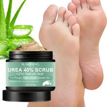 SUMIFANG Crema exfoliante para pies con 40% de urea, que contiene 2% de ácido salicílico, ácido hialurónico, aceite de árbol de té y aloe vera, adecuado para talones ásperos, gruesos, secos y agrietados, 4.233oz/120g - Romero - Ver 4