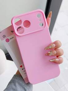 Compatible With IPhone, This Minimalist, Solid-Color, Soft Rubber Case Offers Full Coverage And Shock Protection, Including A High-Profile Camera Lens. Perfect For Everyday Use. - Pink - View 4