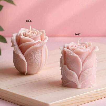 Rose Candle Wax Mold, Silicone DIY Realistic Rose Bud Decor Mold, Wholesale For Valentine's Day
