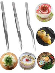 Bộ 5 kìm gắp xương cá, bao gồm 2 nhíp thép không gỉ 4,6 inch và 3 kìm tạo hình thực phẩm 6,4 inch. - Nhiều màu - Xem 10