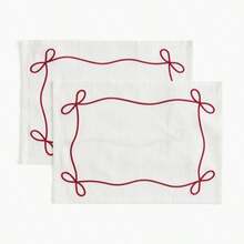 1/2/6pcs American Pastoral Ins Style Bowknot Embroidered Tray Mat, Square Photoshoot Jewelry Cover Cloth, Fashion Minimalist Placemat - Multicolor - View 7