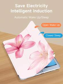 Kingsung Lily Flower Pattern Tablet Protective Case, Compatible With Ipad 9.7/10.2/10.5/10.9/12.9 Inch/Pro 11 Inch, 10th Gen, Galaxy Tab S6 Lite 10.4 Inch, Kindle Paperwhite 12th Gen 2024, Kindle 11th Gen 2022, Soft Shock-Proof, Stand Design, Smart Wake/Sleep - Multicolor - View 5