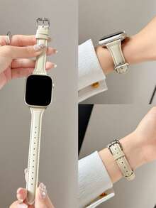 实心PU表带，兼容 42mm、38mm、40mm、41mm、44mm、45mm、46mm、49mm，时尚智能手表替换表带，适用于Series Ultra2、Ultra SE2、SE 11、10、9、8、7、6、5、4、3、2、1等型号，女士款，可作为学生返校礼物 - 星光色 - 查看 6