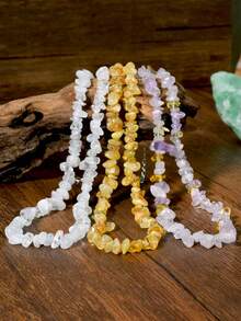 波西米亚风不对称宝石串珠颈链，复古优雅天然宝石首饰，适合派对和音乐节佩戴 - 多色 - 查看 19