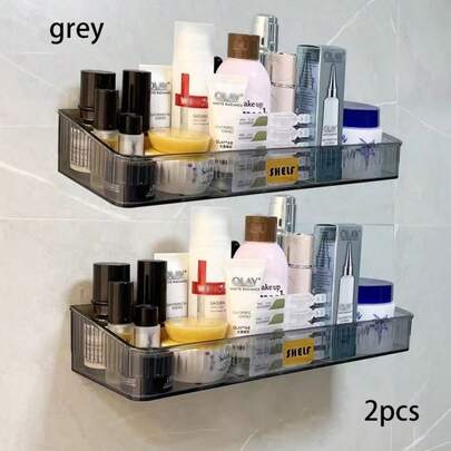 2pcs Bathroom Shelf, No Drilling Installation, Thickened & Reinforced, Heavy Duty, Large Capacity Non-Waterlogging, Shockproof, Suitable For Bathroom, Kitchen, Living Room, Bedroom, Etc.