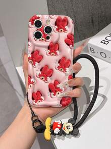 Este estuche de teléfono con cordón de Mickey Mouse de Disney está completamente cubierto de material TPU. Es a prueba de golpes, ligero y compatible con iPhone17/16/11/13/15/15 Plus/15 Pro/15 Pro Max/12/14 Pro Max/11 Pro Max/12 Pro/12 Pro Max/13. Este estuche de teléfono es un regalo de cumpleaños o de negocios popular; es duradero, resistente a las manchas y a las huellas dactilares, y adecuado tanto para hombres como para mujeres. El set también incluye un estuche de teléfono de Mickey Mouse y una pulsera de peluche de Mickey Mouse. Es un regalo perfecto para amigos y familiares. Este elegante estuche de teléfono es divertido, ligero y duradero. Estuche de teléfono iPhone17 Pro Max, estuche de teléfono Minnie Mouse. - Blanco - Ver 1