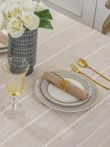 1/2/6pcs INS Style Minimalist French Premium Solid Color Textured Fabric Placemats, Tablecloths, Napkins, Decorative Pads, Suitable For Parties And Weddings - Multicolor - View 15