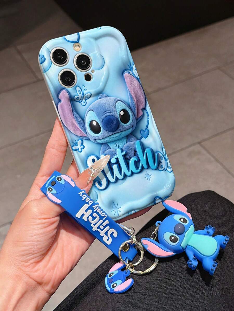 This Disney Stitch Lanyard Phone Case Is Fully Covered In TPU Material. It's Shockproof, Lightweight, And Compatible With IPhone17/16/11/13/15/15 Plus/15 Pro/15 Pro Max/12/14 Pro Max/11 Pro Max/12 Pro/12 Pro Max/13. This Phone Case Makes A Popular Birthday Gift Or Business Gift; It's Durable, Stain- And Fingerprint-Resistant, And Suitable For Both Men And Women. The Set Also Includes A Mickey Mouse Phone Case And A Stitch Plush Bracelet. It's A Perfect Gift For Friends And Family. This Stylish Phone Case Is Fun, Lightweight, And Durable. IPhone17 Pro Max Phone Case, Angel Phone Case. - trắng - Xem 1
