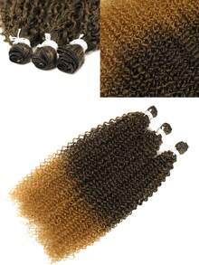 3 pièces/paquet Mèches bouclées de 26/28 pouces de haute qualité, extensions de cheveux synthétiques bouclés crépus. Couleurs : noir, brun, brun foncé, dégradé brun. Cheveux longs bouclés Jerry. Avec tissage en soie glacée organique pour une utilisation quotidienne et une tenue glamour pour les fêtes - Multicolore - Voir 5