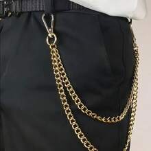 1pc Gold Minimalist Fashion Pant Chain, Punk Hip Hop Style Jeans Accessory - Gold - View 5