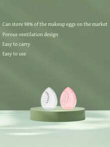 Makeup Sponge Storage Box, Egg-Shaped Makeup Sponge, Sponge Display Rack - Fashionable Storage Box, Ventilated Design, Portable, Durable Plastic Structure With Holes For Good Breathability - Multicolor - View 7