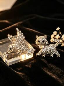 半枚蜂鸟胸针 + 猫咪胸针套装 | 闪亮水钻首饰 | 送给妈妈的完美礼物 - 彩色 - 查看 3