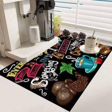 1pc Coffee Pattern Printed Kitchen Cabinet Countertop Bowl Dish Drying Mat, Super Absorbent Hides Stains, Multipurpose Dish Drying Pad With Rubber Backing, Suitable For Coffee Maker, Bowls, Dishes - HL LSD606 - View 7