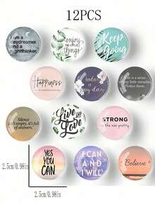 3pcs/6pcs/12pcs Set Random Inspiring Quote Crystal Glass Fridge Magnets - Multicolor - View 11
