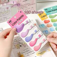 100pcs/Set Minimalist INS Style Memo Pad, Colorful Watercolor Pattern, Multi-Color Handwritten Labels, Marking Notes, Student Stationery Office Supplies - one-size - View 6