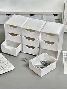 1pc Mini 3-Tier Drawer Storage Box, Suitable For Storing Jewelry, Hair Accessories, Earrings And Other Small Items, Can Be Used In Furniture, Office, Study, Bedroom, Bathroom. 3-Tier Drawer Desktop Storage Box, Office Storage Box, Jewelry Storage Box, Drawer Cosmetic Storage Box, Autumn Bedroom Decor, Desktop Organizer Box - View 7