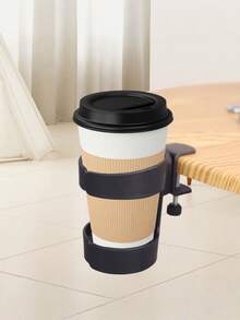 1pc Minimalist Desktop Cup Holder - Space-Saving Beverage Bottle Rack, Featuring Clamp Design That Can Be Fixed On Desk Edge Without Drilling, Dual-Use Hook And Adjustable Load-Bearing Rack. Easy To Clean, Suitable For Home, Office, Work Area Organization To Save Desk Space. - A - View 6