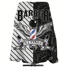 Professional Hairstylist Neck Duster Cape - Unisex Haircut Apron, Black With White "BARBER SHOP" Print And Scissors & Razor Graphic, Suitable For Salon Use, Essential For Haircutting | Elegant Style, Haircutting Tool Accessory Printed Barber Apron - Multicolor - View 7