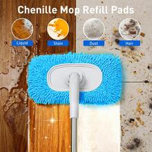 6 Pack Reusable Microfiber Mop Pads Compatible With Sweeper Mops, Replacement Mopping Pads Dry Sweeping Cloths, Washable Chenille Flat Mops Refills For Mopping Floor Cleaning (Mop Is Not Included) - ColorA - 查看 5