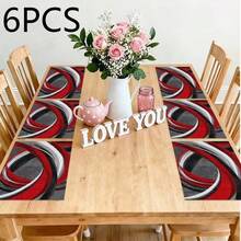 4 pièces Set de sets de table thématiques quotidiens, motif géométrique, taille 30 * 45 centimètres, indéfrisable, facile à nettoyer, durable, lavable en machine, avec un style de design moderne. Les lignes géométriques rouges et blanches conviennent parfaitement à une utilisation quotidienne, aux célébrations de fêtes, aux fêtes, aux anniversaires, aux mariages, aux dîners et à la décoration de cuisine et de restaurant. - Multicolore - Voir 15