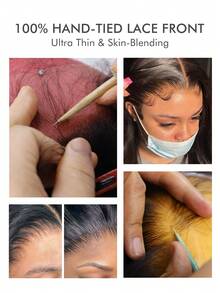 WOWANGEL 13x6缅甸卷发假发，200%密度，13x6卷曲蕾丝前假发，高清透明蕾丝假发，预先拔毛并带有婴儿发，缅甸处女发假发，适合女性，24-28英寸，预先修剪自然发际线，透明蕾丝闭合，新手友好 - Natural Black - 查看 4