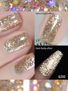 BORN PRETTY 10ml 反光闪粉凝胶 金色 持久可卸 UV LED 凝胶 适用于美甲沙龙 - 彩色 - 查看 5