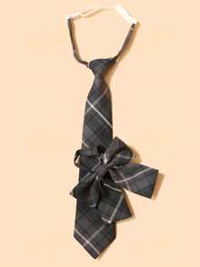 Women's Casual Plaid Bow 2 Pieces Set, Suitable For School, Daily Wear, And Dates - Multicolor - View 1