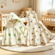 Kids Hooded Cloak Bathrobe, Soft Absorbent All-Season Poncho Style Baby Bathrobe - Multicolor - View 3