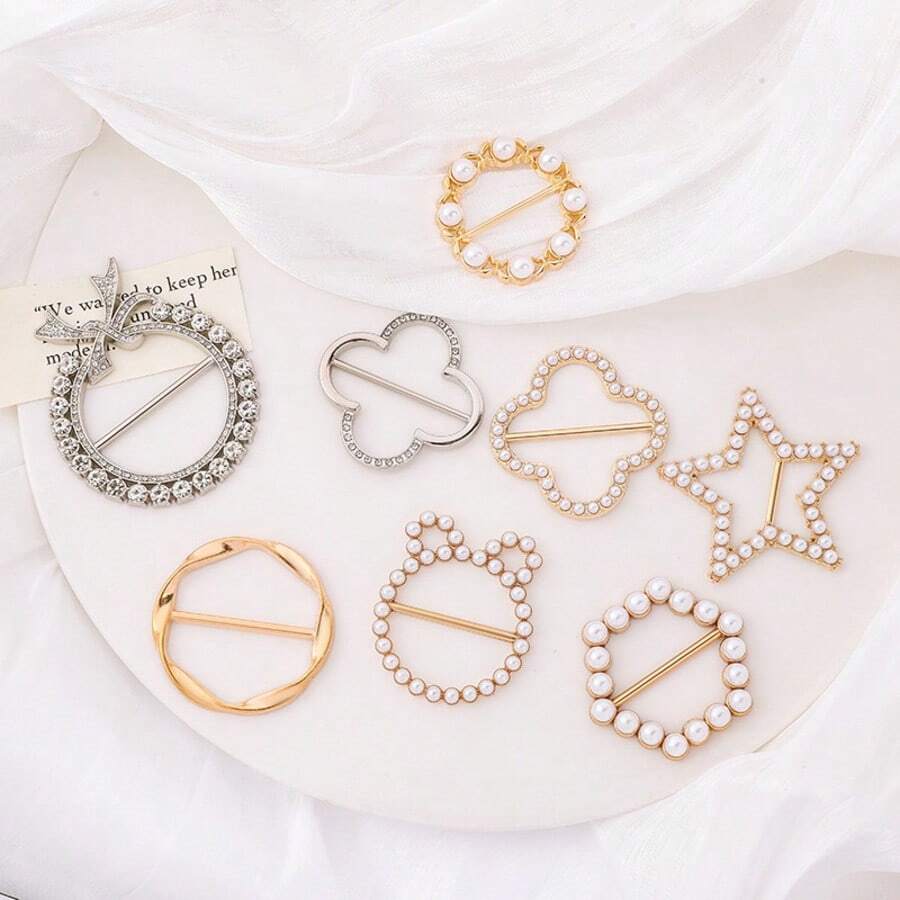 8 chiếc kẹp viền áo sơ mi kiểu Nhật bằng kim loại, khóa cài đa năng cho áo phông và áo khoác. - Nhiều màu - Xem 1