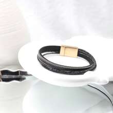 新波西米亚风圣诞节和情人节轻便磁性皮革手链 - 咖啡 - 查看 5