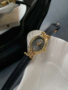 1pc Women's Oval Roman Numeral Casual Elegant Quartz Wrist Watch, Suitable For Daily Wear - Black - View 9