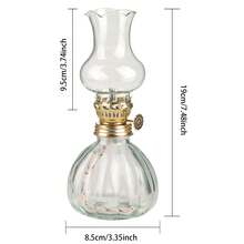 Vintage Glass Kerosene Lamp, Retro Tabletop Home Decor - 1PC - View 2