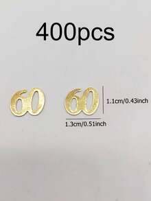 400 lembar Konfeti Foil Metalik, Desain Peringatan Ulang Tahun ke-60, Cocok untuk Dekorasi Pesta Ulang Tahun/Pernikahan/Ulang Tahun ke-60 - 60 tahun - View 7