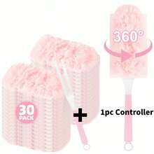 30pcs Pink Disposable Electrostatic Duster Brush, Cleaning Tool For Home, Car, Furniture, Keyboard - Cleaning Supplies, Cleaning Accessories, Cleaning Tools, 360 Degree Desktop And Bookshelf Dusting, Refill Duster Heads (With Handle) - Pink - View 11
