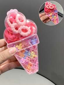 40pcs Floral Print Casual Polyester Elastic Hair Ties, Soft Scrunchies, Bangs & Flyaway Hair Clips - Multicolor - View 8