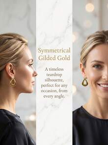 1 Pair Elegant Teardrop Stud Earrings, Suitable For Daily Wear Or As A Holiday Gift - Multicolor - View 2