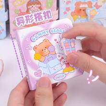 3本随机混装便携迷你笔记本，方形磁扣便签本，可爱卡通小笔记本，彩色厚纸内页 - 彩色 - 查看 13