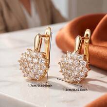 1 Pair Luxury Elegant Style Sunflower Shaped Earrings With Synthetic Cubic Zirconia, Elegant Sexy Floral Stud Earrings, Classic Flower Cluster Design With Multiple Sparkling Cubic Zirconia Closely Arranged, Suitable For Women Seeking Elegant Elegant, Ideal For Wedding, Evening Banquet, Workplace Commute, Anniversary, And Valentine's Day Gift Occasions, Great Choice For Wife, Daughter, Valentine's Day Gift, And Holiday Gift - Multicolor - View 8
