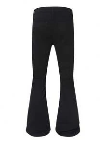 Men's Bell Bottom Casual Pants - Slim Fit Flared Trousers, Solid Black Streetwear Pants For Daily Wear - 黑色 - 查看 5