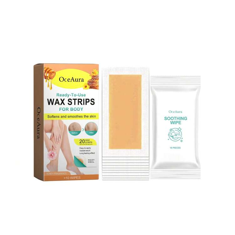 OceAura Hair Removal Wax Strips Professional Painless Fast Hair Removal Wax Strips No Residue Inhibit Hair Growth For Underarms Legs And Arms 20 Wax Strips +10 Wipes Summer - dải - Xem 10
