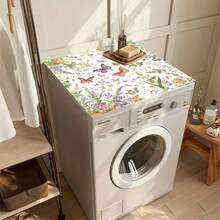 1pc Watercolor Floral Pattern Non-Slip Washing Machine Mat, Suitable For Washing Machine, Dryer, Kitchen Drain Drying Mat, Rubber Material, Decorative Appliance Cover For Washing Machine And Dryer Top, Home Kitchen, Table Decor, Dirt-Resistant And Washable, Friendly Gift For Friends - Lavender's Old Times - View 4