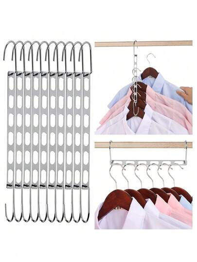 1/2/3 Móc Treo Quần Áo Bằng Kim Loại Có Thể Gập Lại, Giúp Tiết Kiệm Không Gian Tủ Quần Áo, Nhiều Móc Treo Trên Một Móc, Vật Dụng Cần Thiết Cho Phòng Ký Túc Xá