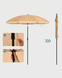 SONGMICS 160 cm, UPF 50+, inclinación bidireccional de 30°, altura ajustable, con bolsa de transporte, para balcón, jardín, terraza o playa, sin base. - marrón amarillento - Ver 5