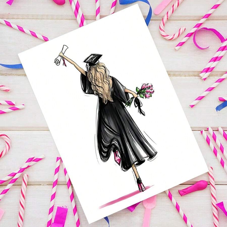 1 Set - Fun Graduation Greeting Cards With Envelopes, Suitable For Students, Friends, Daughters, Sons, Classmates Graduation Gifts, Graduation Celebration Cards - A - View 1