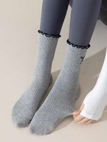 Calcetines de yoga con lazo gris para mujeres, calcetines plegados antideslizantes para pilates con agarre, adecuados para yoga, pilates, ballet, fitness en casa - Multicolor - Ver 7