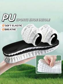 1 Pair 4DPU Sports Insoles, Unisex Shock Absorbing And Cushioning, Comfortable Full-Length Sports Insoles - Black - View 2