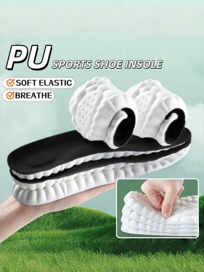 1 đôi lót giày thể thao 4DPU, unisex, có khả năng giảm sốc và đệm, lót giày thể thao thoải mái toàn bộ chiều dài.