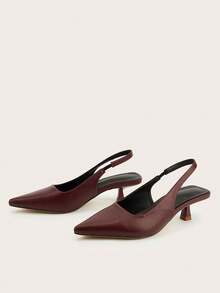2025 New Arrival Women's Elegant Fashion Backstrap Slingback Shoes (Shoe Upper Randomly Cut) - Burgundy - View 4